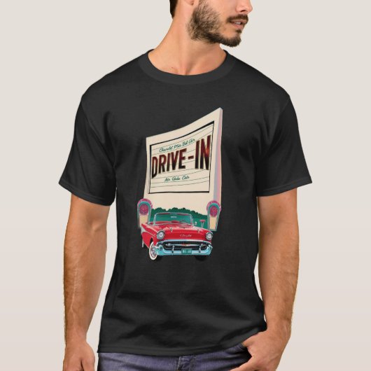 Drive-in film in de stijl van de jaren vijftig t-shirt (Voorkant)