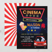 Drive in film party-uitnodiging kaart (Voorkant / Achterkant)