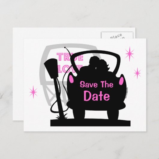 Drive in Passen getrouwd Save the Date Briefkaart (Voorkant / Achterkant)