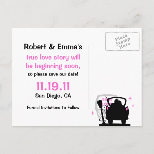 Drive in Passen getrouwd Save the Date Briefkaart (Achterkant)