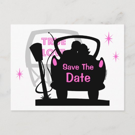 Drive in Passen getrouwd Save the Date Briefkaart (Voorkant)