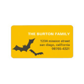 Drive je batty geel aangepaste Halloween adres Etiket (Voorkant)