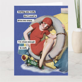 Drive Me Crazy Retro Humor Wenskaart Kaart
