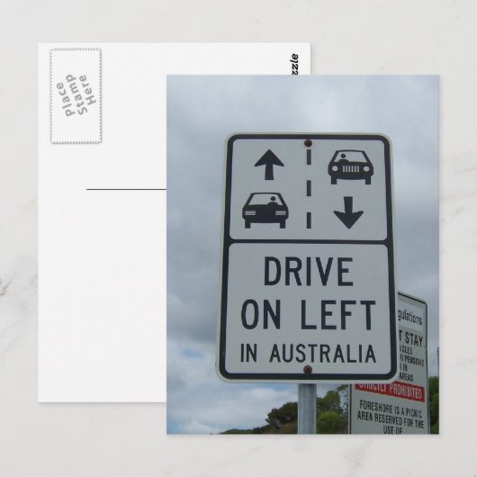 Drive On left in Australia Sign Briefkaart (Voorkant / Achterkant)
