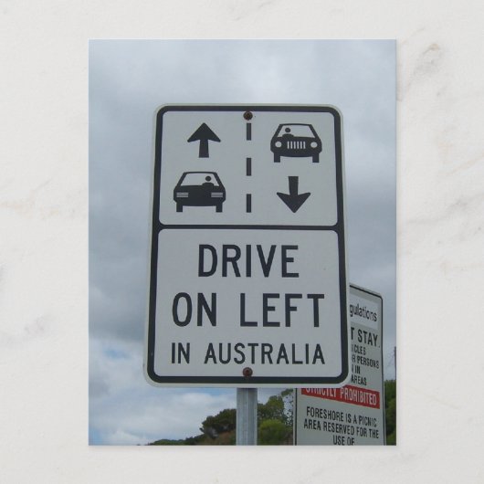 Drive On left in Australia Sign Briefkaart (Voorkant)