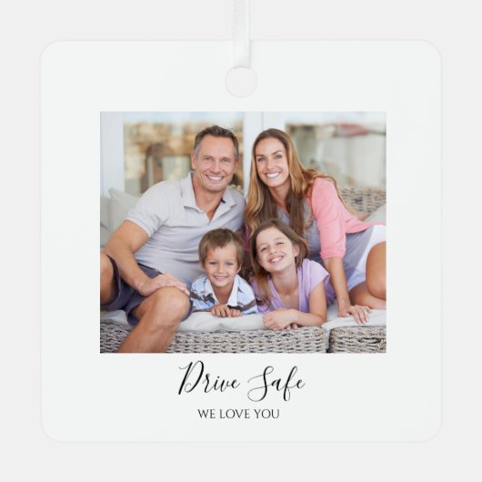 Drive Safe Custom Photo Car Metalen Ornament (Voorkant)