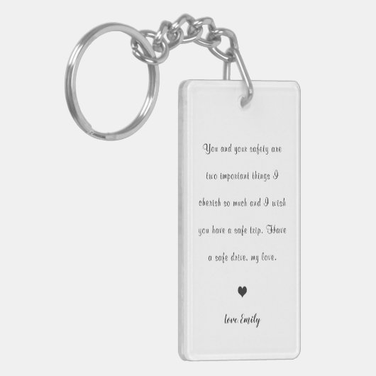 drive safe cute heart love back photo car sleutelhanger (Voorkant Links)