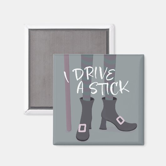 Drive Stick Witch Broomstick grappig Halloween Magneet (Voorkant / Achterkant)