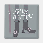 Drive Stick Witch Broomstick grappig Halloween Magneet (Voorkant)