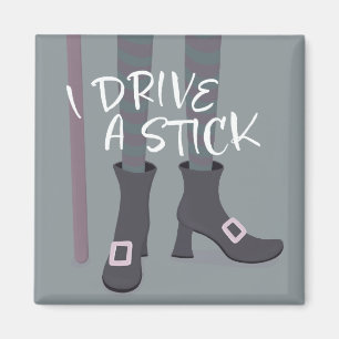 Drive Stick Witch Broomstick grappig Halloween Magneet