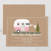 Drive Thru Baby shower Pink Camper Woodland Kaart (Voorkant / Achterkant)