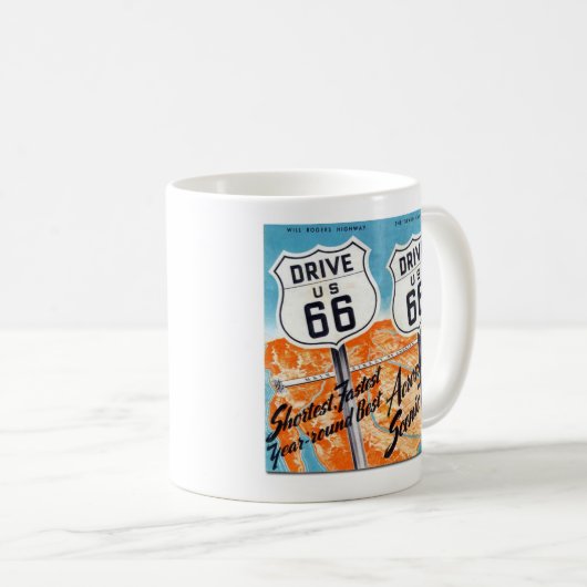 Drive U.S. Route 66 Retro Guide Coffee Mok (Voorkant rechts)