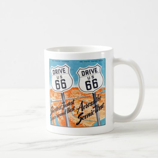 Drive U.S. Route 66 Retro Guide Coffee Mok (Rechts)