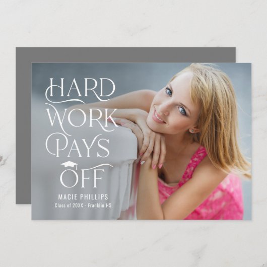 Driven Afstudeerder Editable Color Afstuderen Invi Kaart (Voorkant / Achterkant)