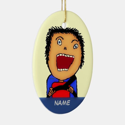 Driver Cartoon Keramisch Ornament (Rechts)