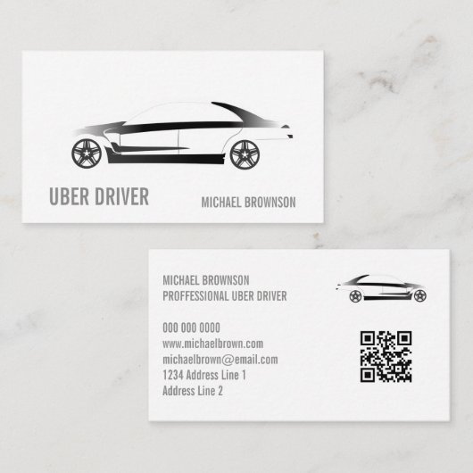 Driver Metallic Auto QR Visitekaartje (Voorkant / Achterkant)