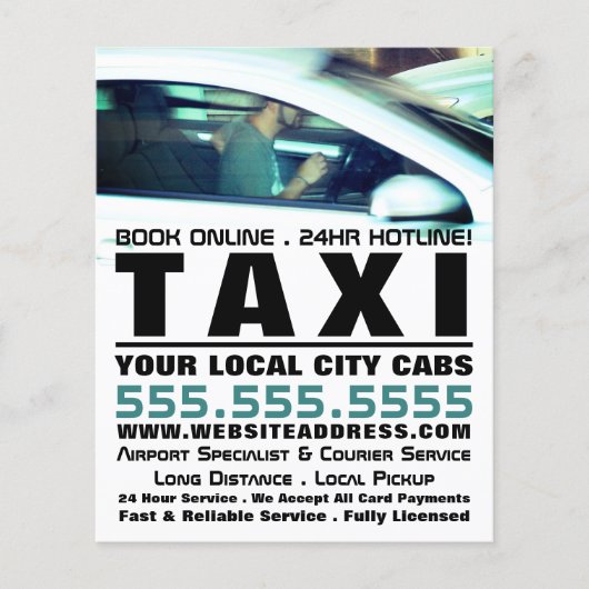 Driver, Taxi Cab Firm with Price List Flyer (Voorkant)