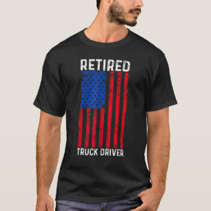 Driverbestuurder vrachtwagen US vlag Trucker Retir T-shirt