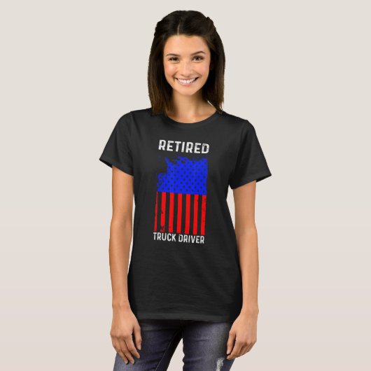 Driverchauffeur in ruste US Flag Trucker Retiremen T-shirt (Voorkant volledig)