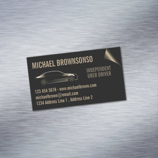 Driveronafhankelijke autostoelgoud magnetisch visitekaartje (Voorbeeld)