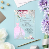 Drivers, dress, Eiffeltoren Lila Rozen Quinceañera Acryl Uitnodigingen (Insitu (Huwelijk))