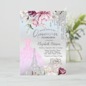 Drivers, dress, Eiffeltoren Lila Rozen Quinceañera Kaart (Staand voorkant)