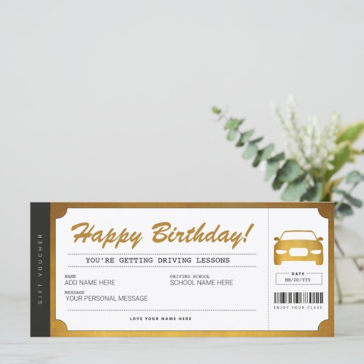 Drivers Gold Gift Ticket Voucher (Staand voorkant)