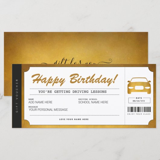Drivers Gold Gift Ticket Voucher (Voorkant / Achterkant)