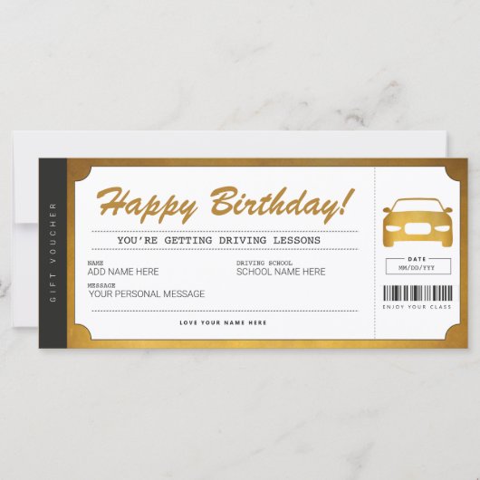 Drivers Gold Gift Ticket Voucher (Voorkant)