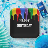 Drivers voor regenboogverf papieren bordje (Feest)