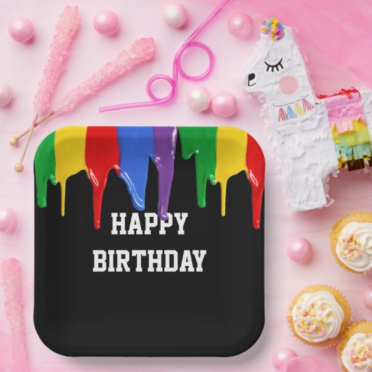 Drivers voor regenboogverf papieren bordje (Feest)