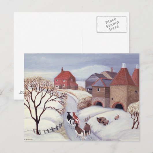 Driving Cows home in the Snow Briefkaart (Voorkant / Achterkant)