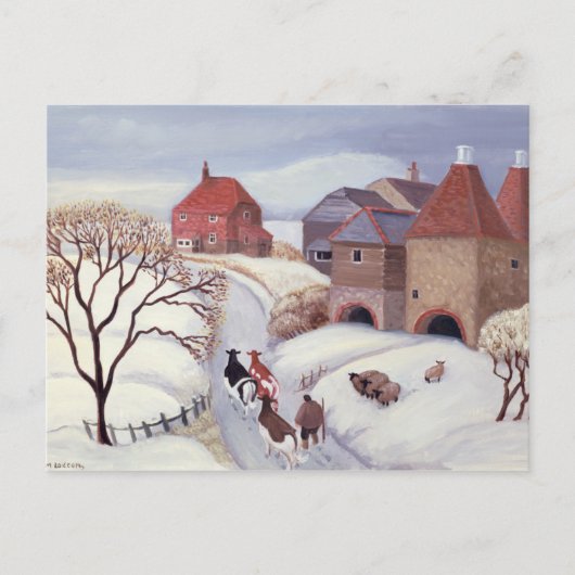 Driving Cows home in the Snow Briefkaart (Voorkant)