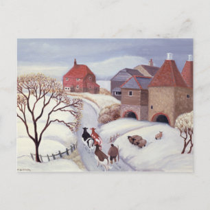 Driving Cows home in the Snow Briefkaart