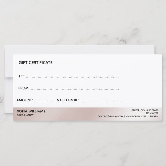 Driving Gold Modern Blush Pink Gift Kaart (Achterkant)