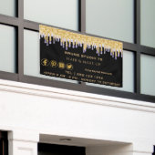 Driving Gold Paarse en sociale media-pictogrammen Spandoek (Buitenkant Gebouw)