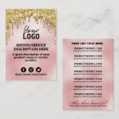 Driving Gold Price List Product Range Ingredients Visitekaartje (Voorkant / Achterkant)