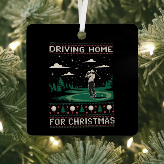 Driving Home For Christmas Golf Funny Ugly Xmas  Metalen Ornament (Insitu)