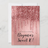 Driving in Roos Gold Glitter Pink Sweet 16 Party Kaart (Voorkant)