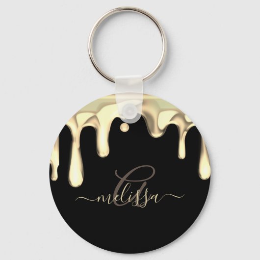 Driving Metal Gold Monogram Black Elegant Sleutelhanger (Voorkant)