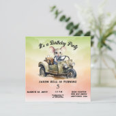 Driving Mouse Jongen 5 Jaar Oud Verjaardag Kaart (Staand voorkant)