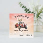 Driving Mouse Jongen 8 Jaar Oud Verjaardag Kaart (Staand voorkant)