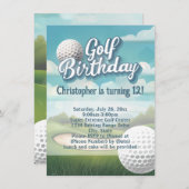 Driving Range Golf Verjaardagsfeestuitnodiging Kaart (Voorkant / Achterkant)