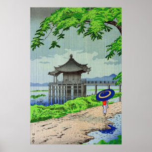 Drizzling Rain in Ukimido Fujishima Takeji 1950 Poster