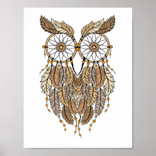 droamcatcher owl , tribale droomcatcher poster