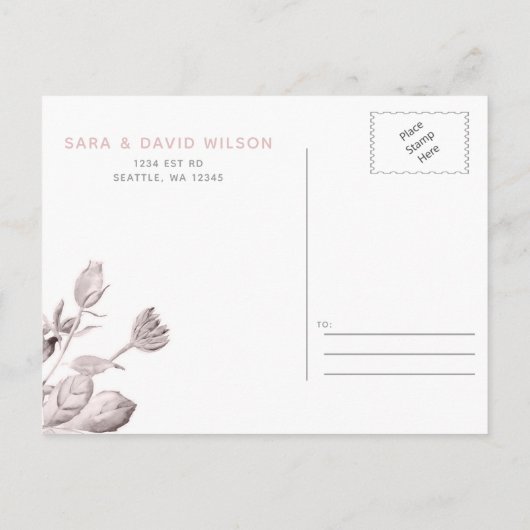 droamy blooms blush floral bruiloft behalve date aankondigingskaart (Achterkant)