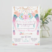 Drocatcher Boho Baby shower Invitation Tribal Kaart (Staand voorkant)