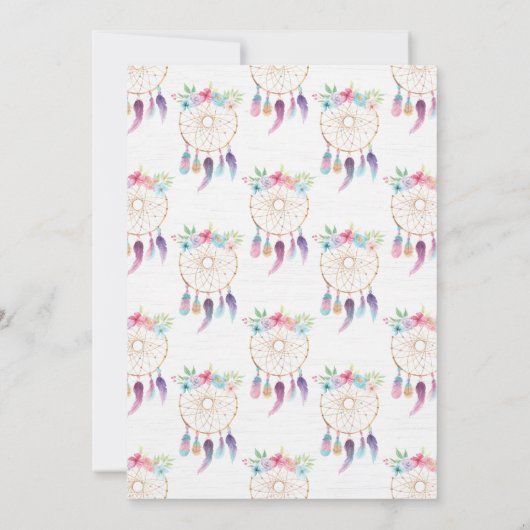 Drocatcher Boho Baby shower Invitation Tribal Kaart (Achterkant)