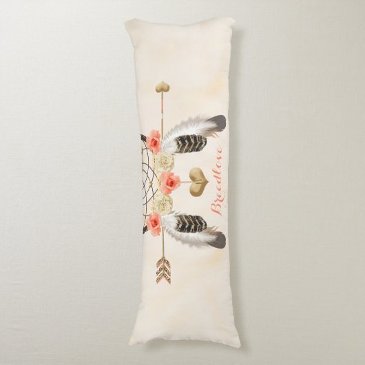 Drocatcher Boho Chic Body Pillow Monogramed Lichaamskussen (Voorkant Verticaal)