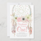 Drocatcher boho roze pastel Birthday-uitnodiging Kaart (Voorkant)
